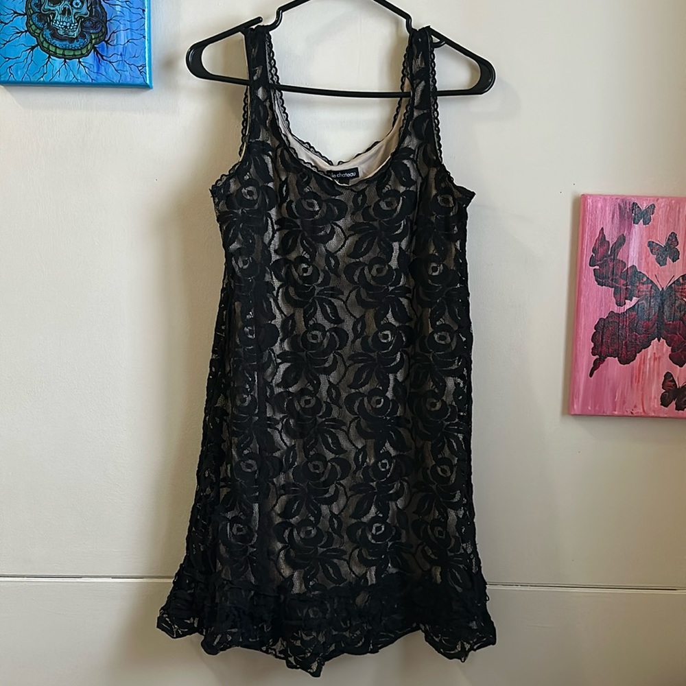 Le Chateau Black Lace Overlay Dress